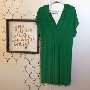 Green deep v dress